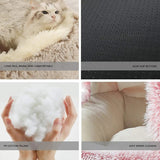 2 In 1 Round Donut Plush Dog and Cat Warm Bed House-Wiggleez-Coffe Long Plush-16 In-Wiggleez