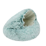 2 In 1 Round Donut Plush Dog and Cat Warm Bed House-Wiggleez-Green Short Plush-16 In-Wiggleez