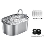 3.2L Stainless Steel Auto Smart Motion Sensor Cat Dog Water Dispenser-Stainless Steel Automatic Cat Water Fountain-Wiggleez-Stainless Steel Fountain with Filters-Wiggleez