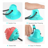 Dog Toy Ball Suction Cup Ropes Interactive Leaking Slow Feeder Chew Toy-Wiggleez-Turquoise-Wiggleez