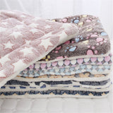 Dogs Cats Thick Fleece Warm Cozy Contemporary Sleeping Bed Blanket Mat Rug-Wiggleez-Blue Stars-S-Wiggleez
