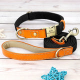 Nylon Customized Personalized Dog Collar Leash Name ID Tag-Wiggleez-Black Set-S-Wiggleez