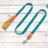 Nylon Customized Personalized Dog Collar Leash Name ID Tag-Wiggleez-Blue Leash-S-Wiggleez