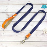 Nylon Customized Personalized Dog Collar Leash Name ID Tag-Wiggleez-Deep Blue Leash-S-Wiggleez