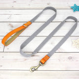 Nylon Customized Personalized Dog Collar Leash Name ID Tag-Wiggleez-Gray Leash-S-Wiggleez