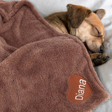 Personalized Soft Fluffy Fleece Warm Dog Blanket-Wiggleez-Coffee-28 x 20 in-Wiggleez