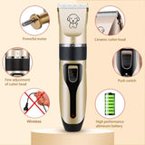 Professional Silent Cordless Dog Hair Trimmer Set-Wiggleez-Gold-Wiggleez