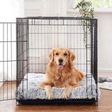 Soft Calming and Relaxing Ultra Plush Dog and Cat Bed-Wiggleez-Gray White-16 x 12 x 2 in-Wiggleez
