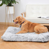 Soft Calming and Relaxing Ultra Plush Dog and Cat Bed-Wiggleez-Gray White-16 x 12 x 2 in-Wiggleez