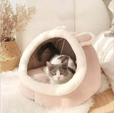 Soft Warm Cozy Cat Round Bed Basket-Wiggleez-Pink-S (12 x 12 x 11 in)-Wiggleez