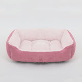 Soft Warm Cozy Square Plush Dog Sofa Bed-Wiggleez-Pink-S (19 x 16 x 5 in)-Wiggleez