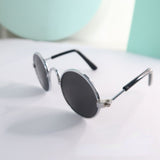 Vintage Round Cat Sunglasses-Wiggleez-Silver Black-Wiggleez