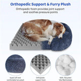 Winter Rectangular Washable Plush Fluffy Large Dog Cat Bed-Wiggleez-Beige brown-S 40x30x12cm-Wiggleez