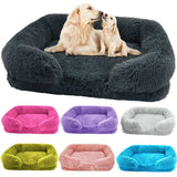 Winter Rectangular Washable Plush Fluffy Large Dog Cat Bed-Wiggleez-Beige brown-S 40x30x12cm-Wiggleez
