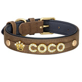 Customized Personalized Leather Engraved Dog Collar-Wiggleez-Brown-L-Wiggleez