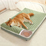 Dog Cat Winter Fluffy Warm Detachable and Washable Rectangle Sofa Bed-Wiggleez-M-Green-Wiggleez