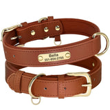 Personalized Engraved Leather Dog Soft Collar For Small Medium Large Dogs-Wiggleez-Brown-L-Wiggleez
