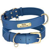 Personalized Engraved Leather Dog Soft Collar For Small Medium Large Dogs-Wiggleez-Blue-XS-Wiggleez