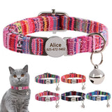 Personalized Nylon Quick Release Safety Breakaway Personalized Cat Collar-Wiggleez-048 Rose-20-30 cm-Wiggleez