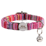 Personalized Nylon Quick Release Safety Breakaway Personalized Cat Collar-Wiggleez-055 Pink-20-30 cm-Wiggleez