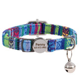 Personalized Nylon Quick Release Safety Breakaway Personalized Cat Collar-Wiggleez-055 Blue-20-30 cm-Wiggleez