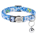 Personalized Nylon Quick Release Safety Breakaway Personalized Cat Collar-Wiggleez-048 Blue-20-30 cm-Wiggleez