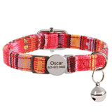 Personalized Nylon Quick Release Safety Breakaway Personalized Cat Collar-Wiggleez-055 Red-20-30 cm-Wiggleez
